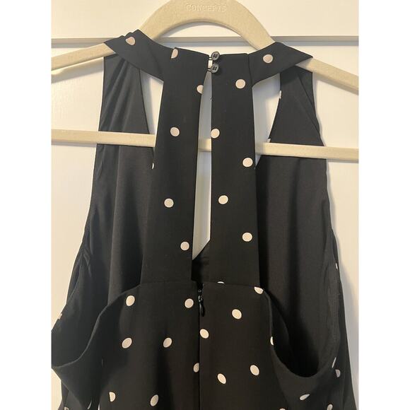Ann Taylor Black With Tan Polka Dots Racer Back Jumpsuit Size 4 - Picture 7 of 8